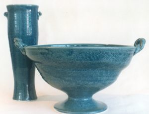 Blue Vase and Footed Bowl	